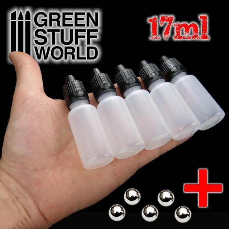 GREEN STUFF WORLD 17ml Empty Paint Pots + Balls - 5 pc - Image 2