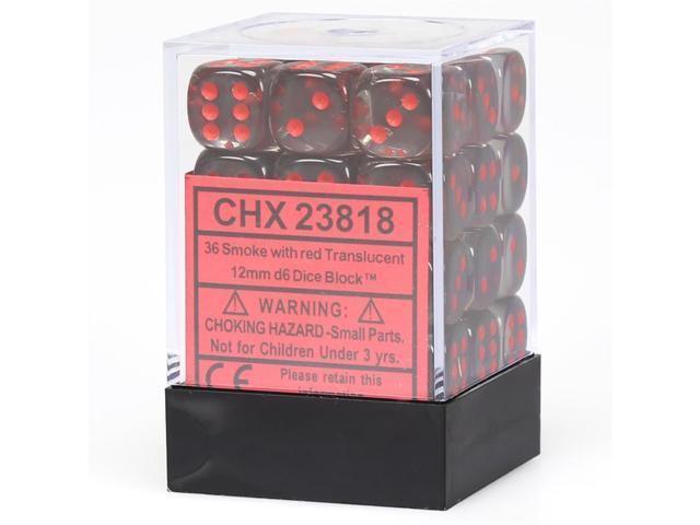CHX 23818 Translucent 12mm D6 Dice Block Smoke/Red