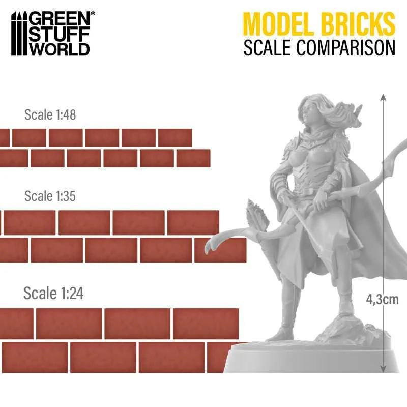 GREEN STUFF WORLD Miniature Bricks - Grey x 200 1/24 - Image 2