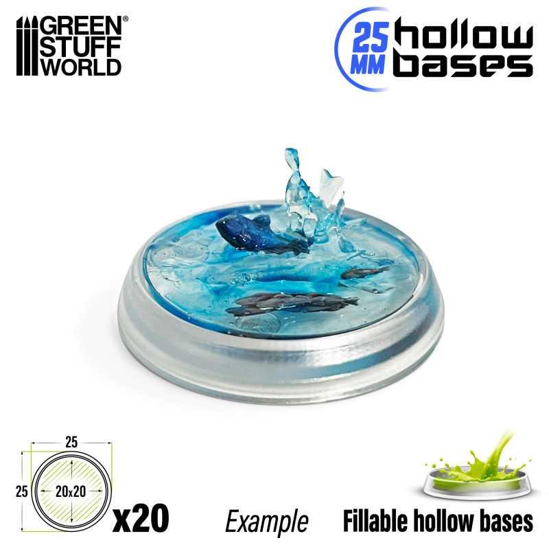 GREEN STUFF WORLD Transparent Hollow Plastic Bases - ROUND 25mm - Image 2