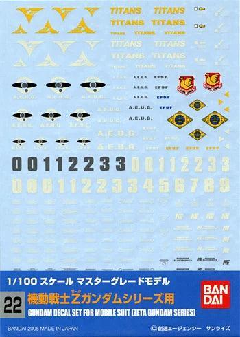 GUNDAM DECAL 22 MG MULTIUSE ZETA