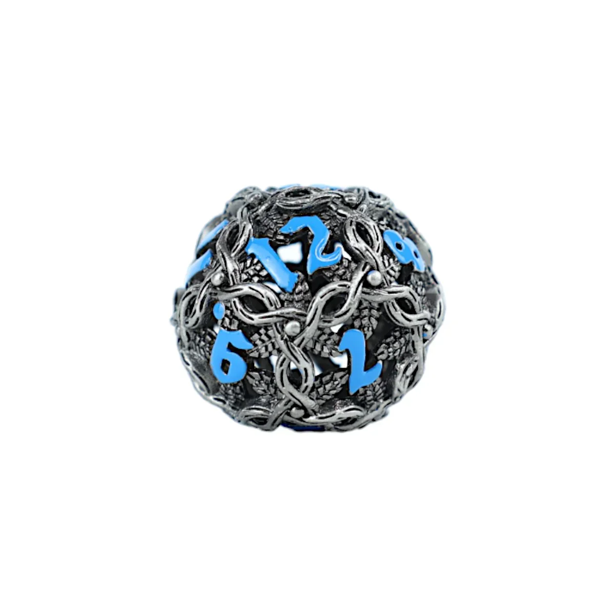 LPG Dice RPG Set Hollow Vines - Stainless and Blue - Image 4