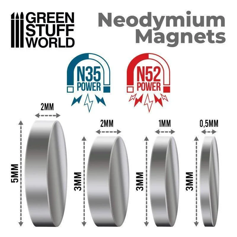 GREEN STUFF WORLD Neodymium Magnets 3 x 2mm - SET x50 (N35) - Image 3