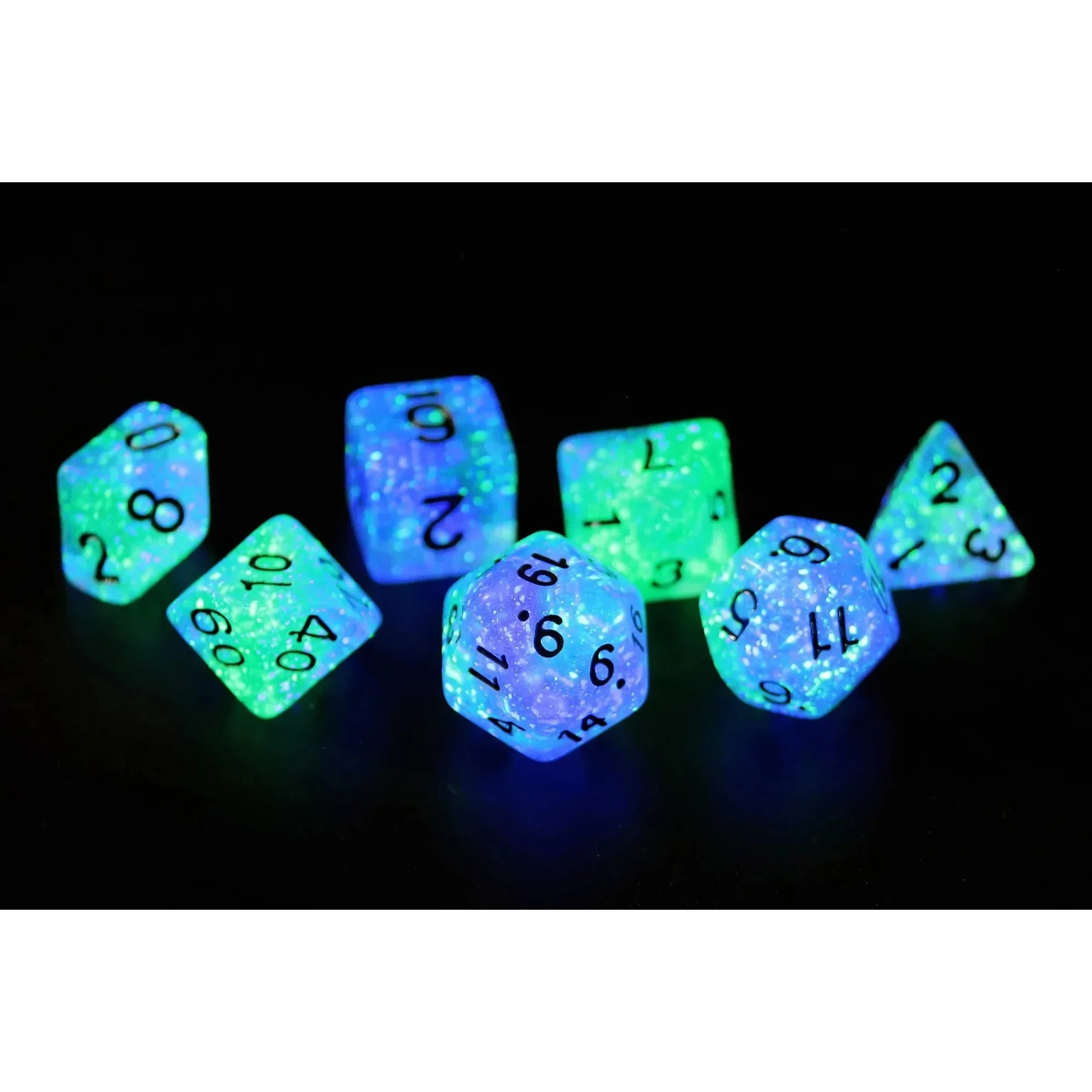 Sirius Dice - Peacock Glowworm Dice Set 7 - Image 2