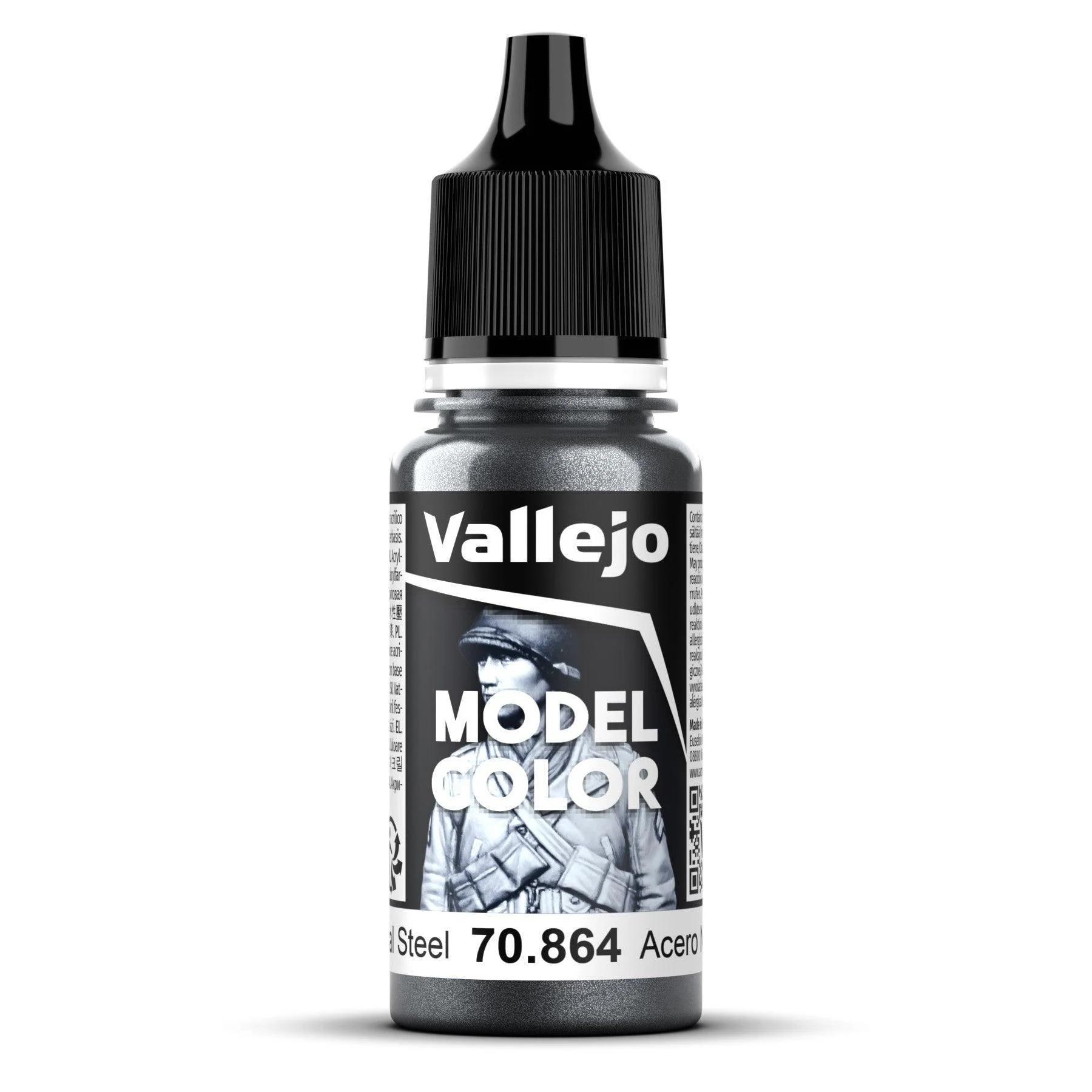 Vallejo Model Colour #197 - Natural Steel - 18 ml Metallic Acrylic Paint